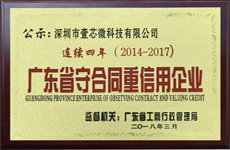 壹芯微重合同守信用企業(yè)證書(shū)